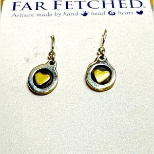 Earrings two tone heart design NWT